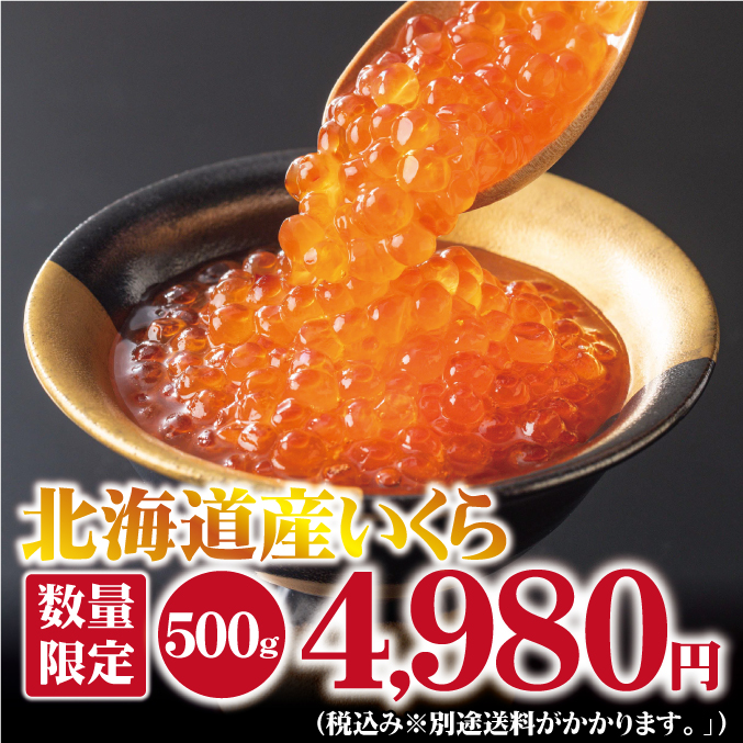 北海道産鮭いくら醤油漬け５００g 　限定400セット